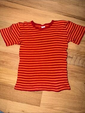 Engel German red/orange wool/silk crewneck cream short-sleeve top sz EUR 128